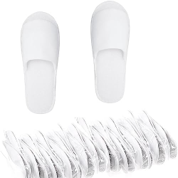 White Fabric Slippers